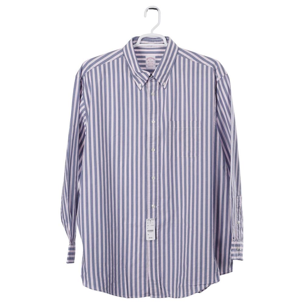NWT Brooks Brothers Madison Shirt XXL Blue Pink Stripe Seersucker Button Down